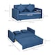 image 3 of HOMCOM 2 Seater Sofa Bed with Hidden Storage, Pull Out Convertible Bed Settee, Modern Snow Flannel Loveseat Sofa Sleeper with 2 Cushions for Living Room, Guest Room, Deep Blue