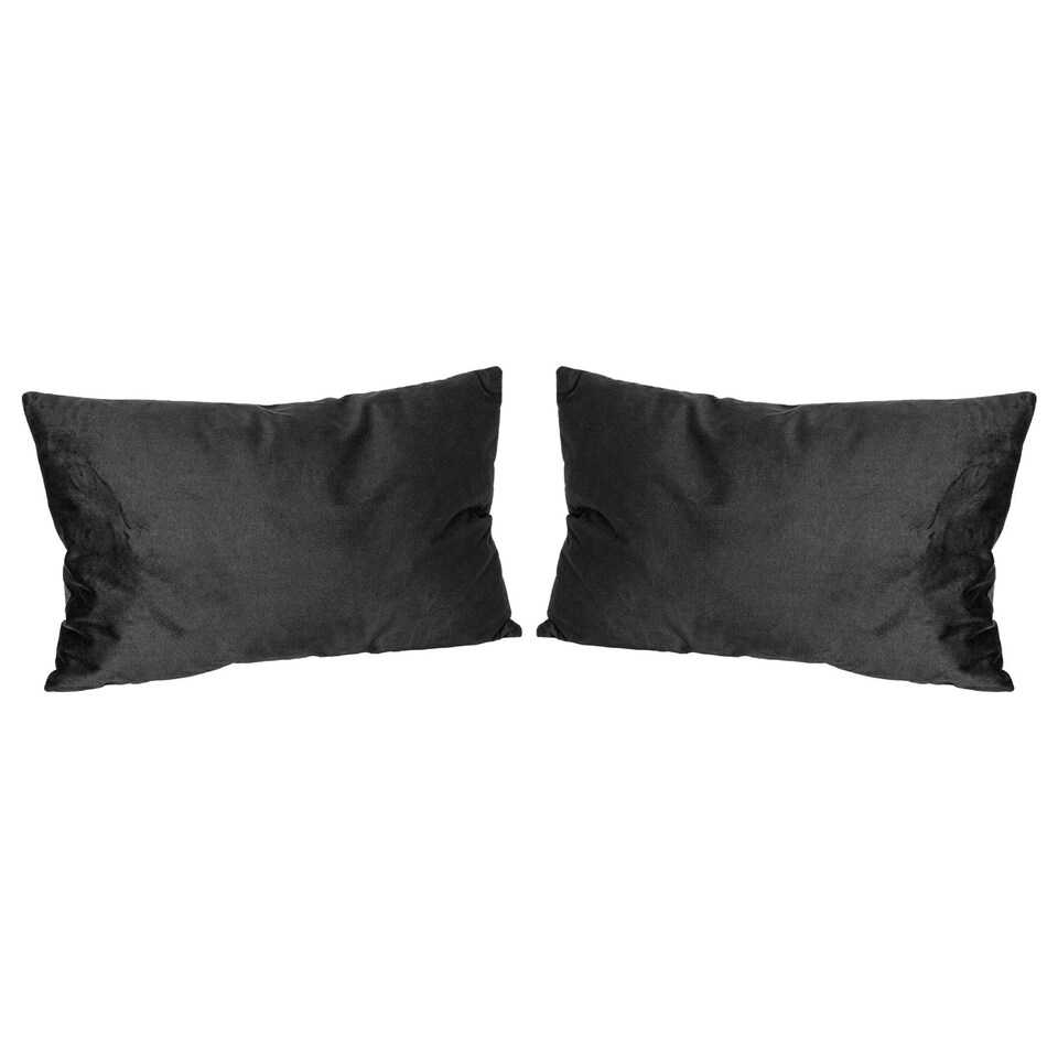 image 1 of Nicola Spring Rectangle Velvet Cushions - 60cm x 40cm - Black - Pack of 2 | Black | Black