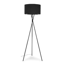 ValueLights Camden Black Tripod Floor Lamp Charcoal Shade & Bulb | Grey