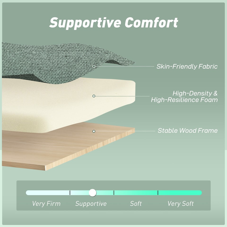 image 1 of HOMCOM 2 Seater Sofa Bed, Convertible Pull Out Bed Settee, Light Green