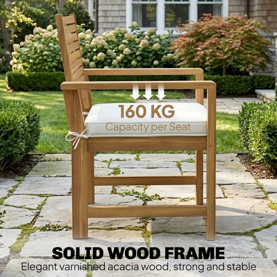 image 1 of Outsunny 4 Seater Wooden Garden Furniture Set with Loveseat, Chairs, Table | Cream | Cream White | Four Seater