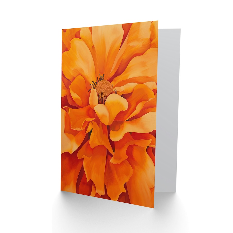 image 1 of Orange Marigold Flower Modernist Floral Him Her Birthday Card