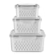image 1 of Living and Home 3pcs Fridge Storage Containers Box with Removable Drain Baskets | Grey