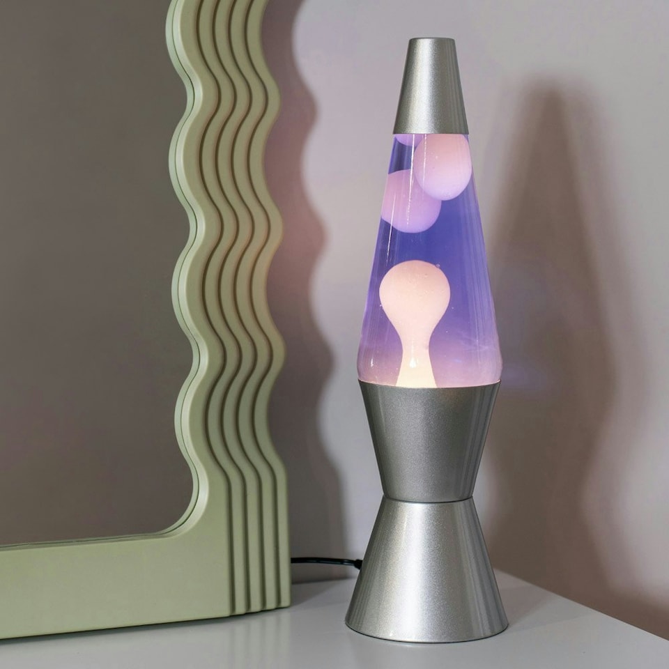 image 1 of ValueLights Razzo Lava lamp Clear Silver Illuminated Decoration and Integrated LED 1W Bulb