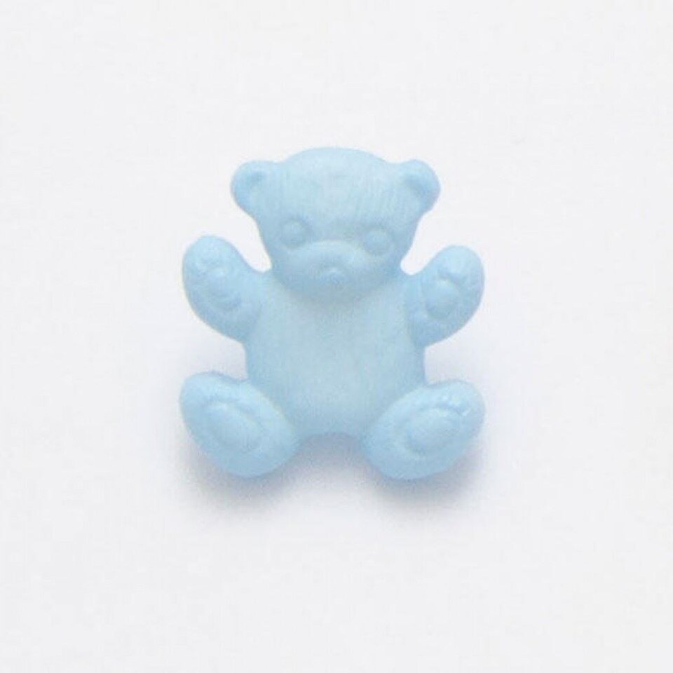 Minerva Light Blue Teddy Bear Buttons for Dressmaking - 15mm - per value pack of 100