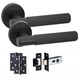 image 1 of Golden Grace 1 Set Knurled T-Bar Door Handles in Matt Black Finish with Latch and Ball Bearing Hinges | Black | 1 Set