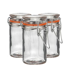 Argon Tableware Glass Storage Jars - 70ml - Orange Seal - Pack of 3