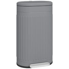 HOMCOM 30 Litre Pedal Bin, Fingerprint Proof Kitchen Bin with Soft-close Lid, Metal Rubbish Bin with Foot Pedal and Removable Inner Bucket, Grey | Grey | 1