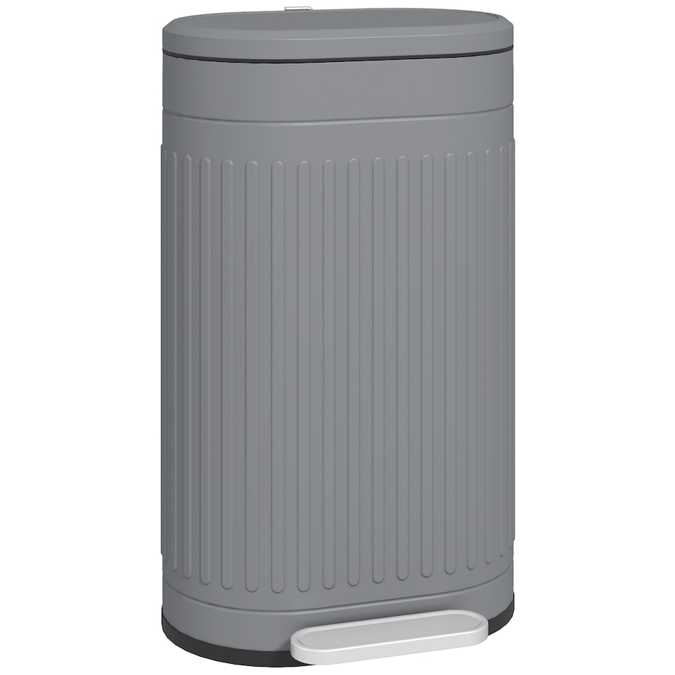 image 1 of HOMCOM 30 Litre Pedal Bin, Fingerprint Proof Kitchen Bin with Soft-close Lid, Metal Rubbish Bin with Foot Pedal and Removable Inner Bucket, Grey | Grey | 1