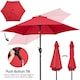 image 6 of Yaheetech 230 cm Patio Umbrella with 6 Ribs Push Button Tilt and Crank-Red