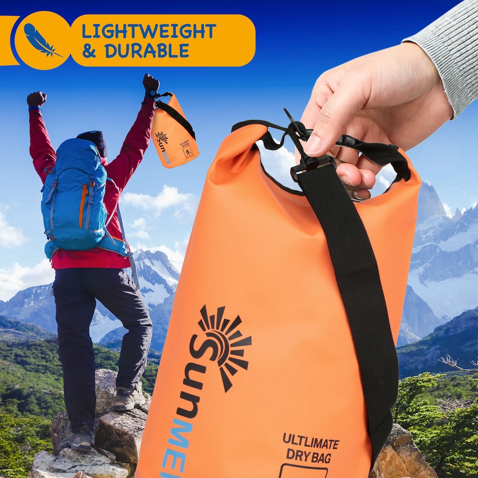 image 1 of SUNMER Waterproof Dry Bag with IPX8 Phone Case - Roll-Top, Adjustable Strap, 5L/10L/20L/30L