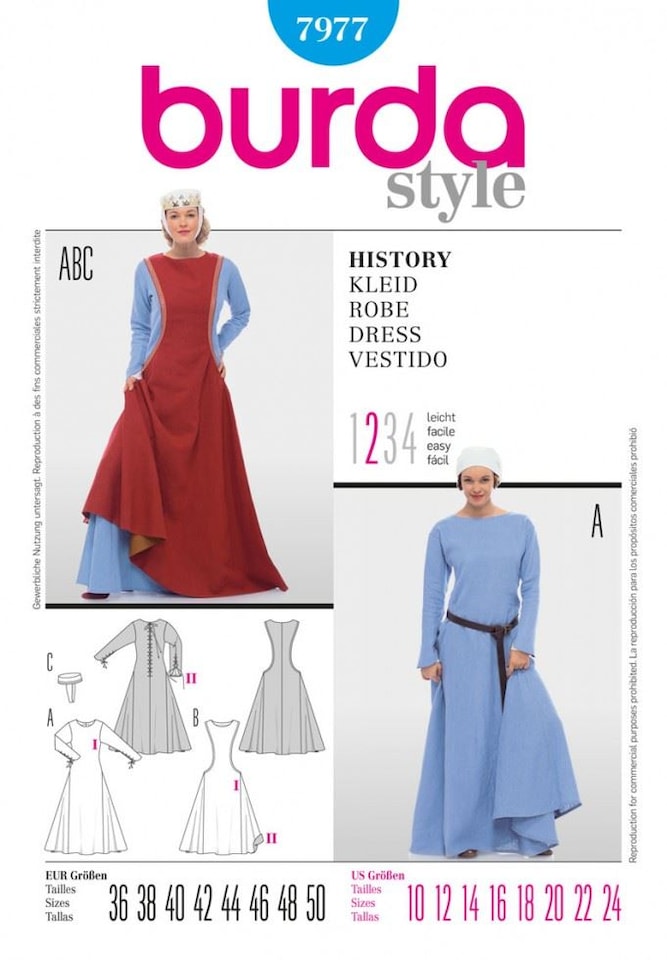 image 1 of Burda 7977 Paper Sewing Pattern – Women’s Costumes, UK Sizes 10–24, Easy