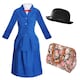 image 1 of Magical Nanny Costume - 58cm Plain Bowler Hat & Floral Bag | Blue | M