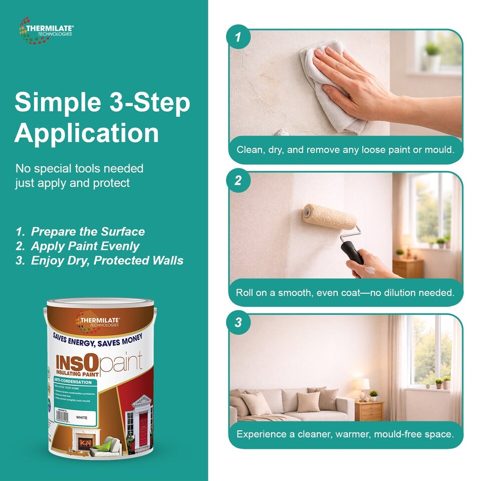 image 1 of InsOpaint Anti Condensation Paint - Stops Condensation on Interior Walls & Ceilings - Creamy White