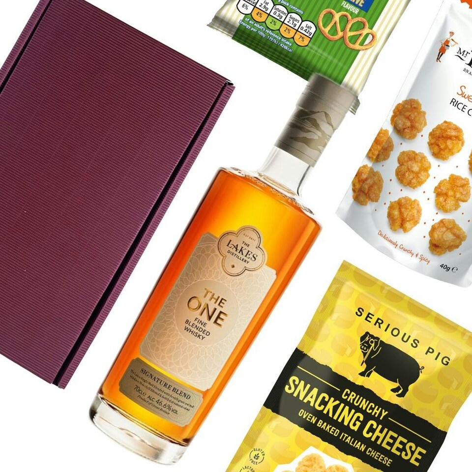 image 1 of Lakes The One Signature Fine Blended Whisky Nibbles Hamper 70cl 46.6% abv