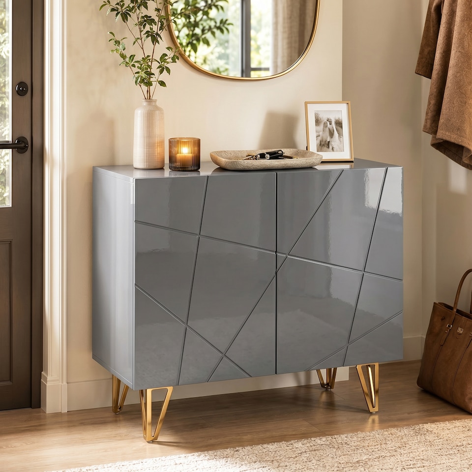 image 1 of HOMCOM Storage Cabinet, Sideboard with Adjustable Shelf, Grey