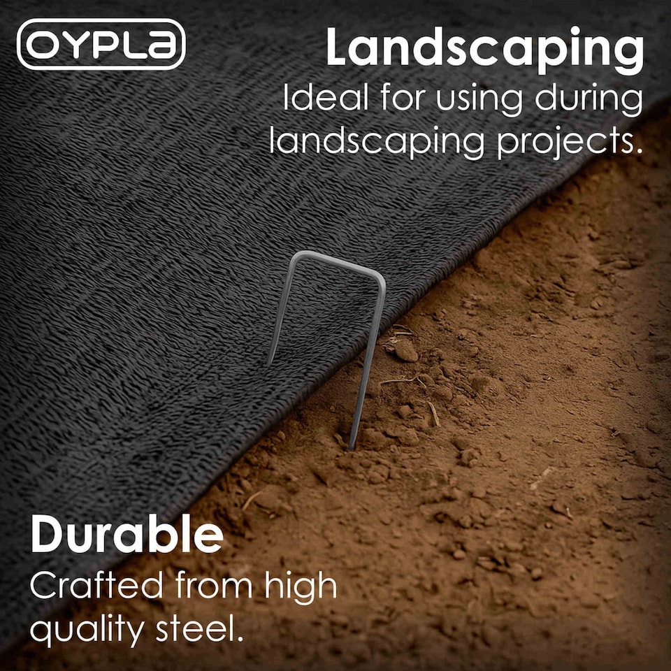 image 1 of 100x Galvanised Steel Weed Membrane Pins Ground Stakes Garden Pegs - 6 inch