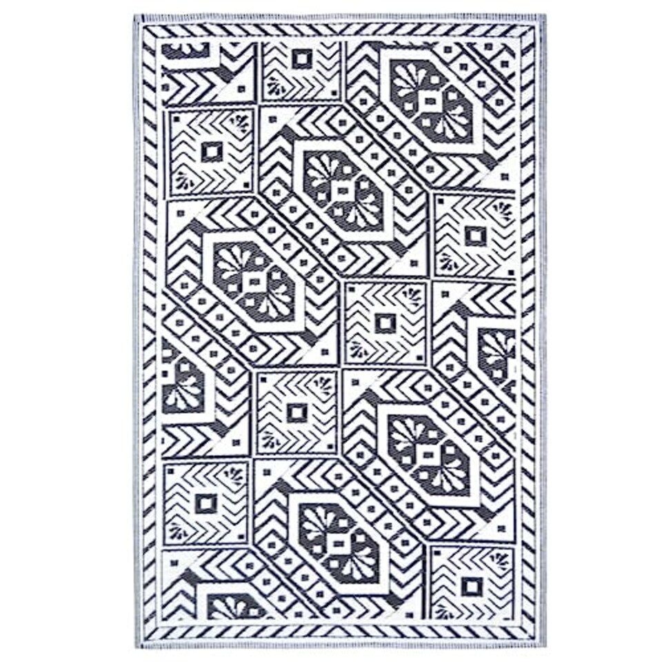 image 1 of Small Outdoor Carpet Diamond B/W Multi