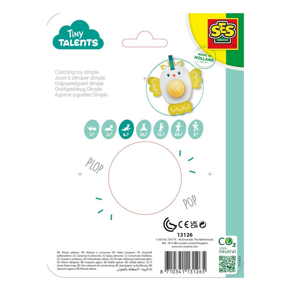 image 1 of SES CREATIVE Tiny Talents Bird Clutching Sensory Dimple Toy