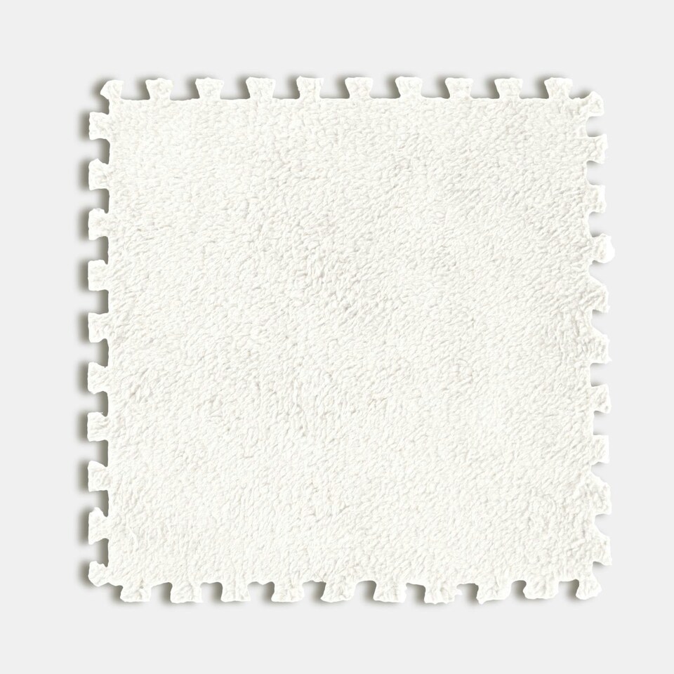 image 1 of OHS 18 Pack Teddy Fleece Interlocking Flooring Carpet Rug Tiles, 30x30cm - Cream