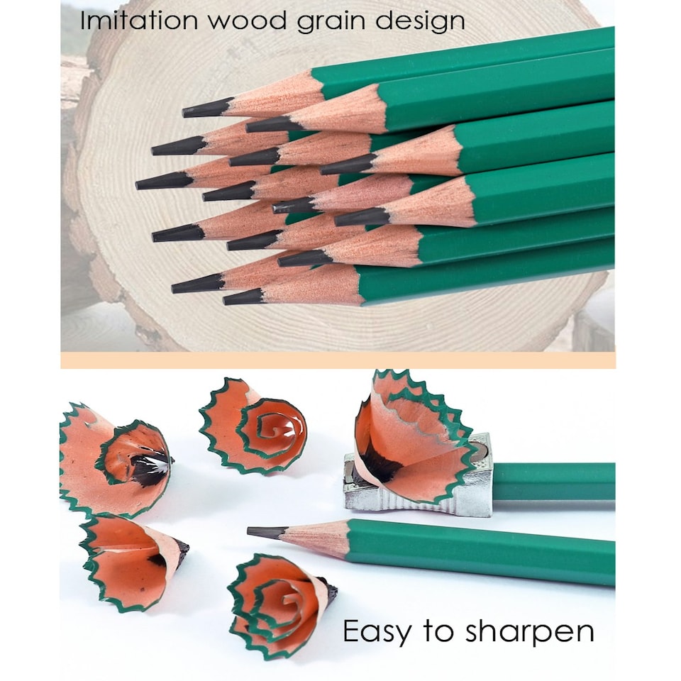 image 1 of Pack of 12 7'' Flexible Sharpened Plastic Wood- Free HB Pencils with Eraser