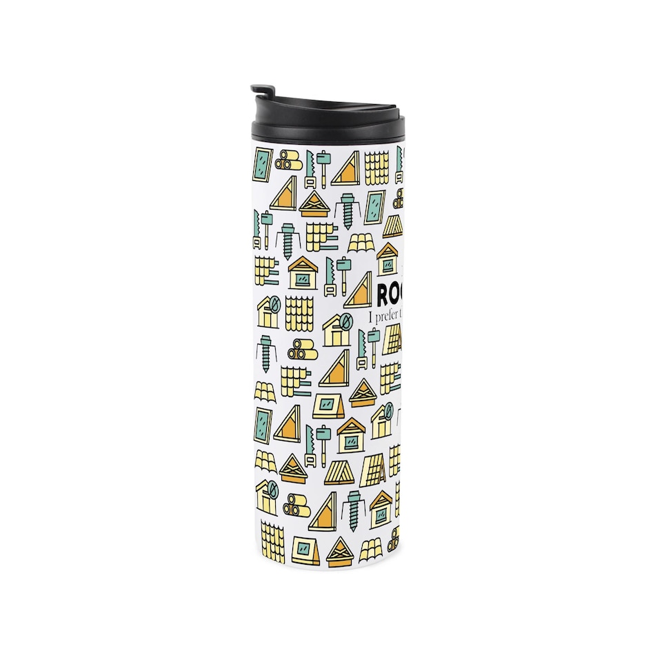 image 1 of Novelty Roofer Travel Flask - Reusable Stainless Steel Tumbler Gift