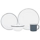 image 1 of Argon Tableware 16 Piece White Enamel Dinner Set - cm - Navy