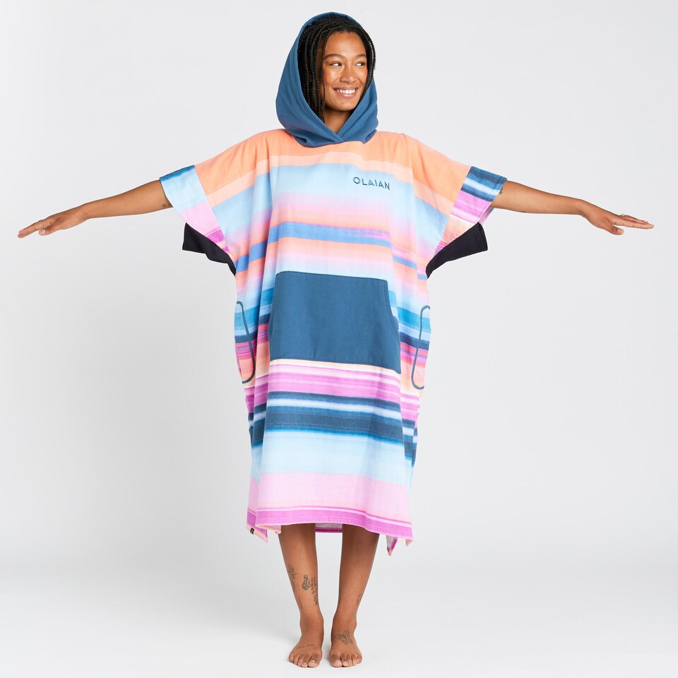 image 1 of Decathlon Adult surf beach poncho >150 cm, 500 Sunset pink
