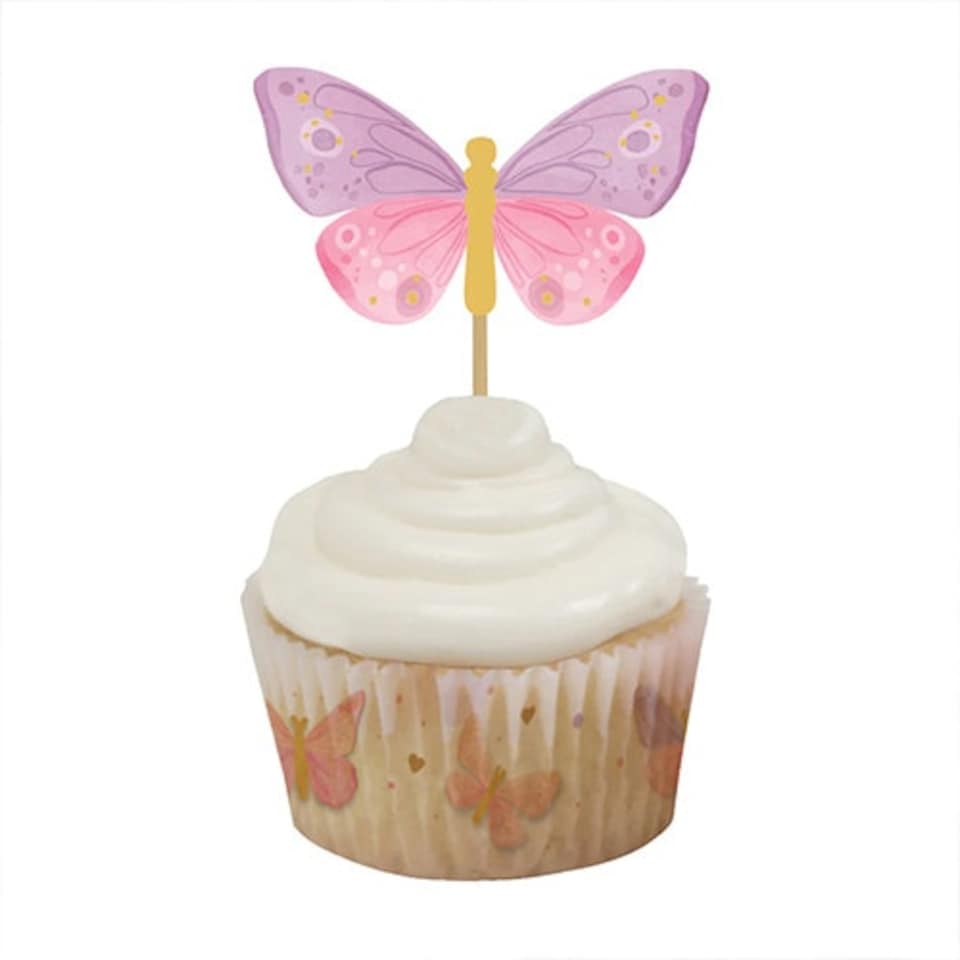 image 1 of Butterfly Cupcake Food Pick Toppers - Pack of 12