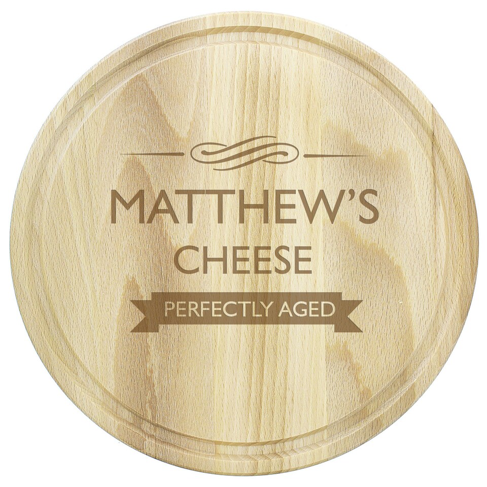 image 1 of Personalised Perfectly Aged Round Chopping Board Brown