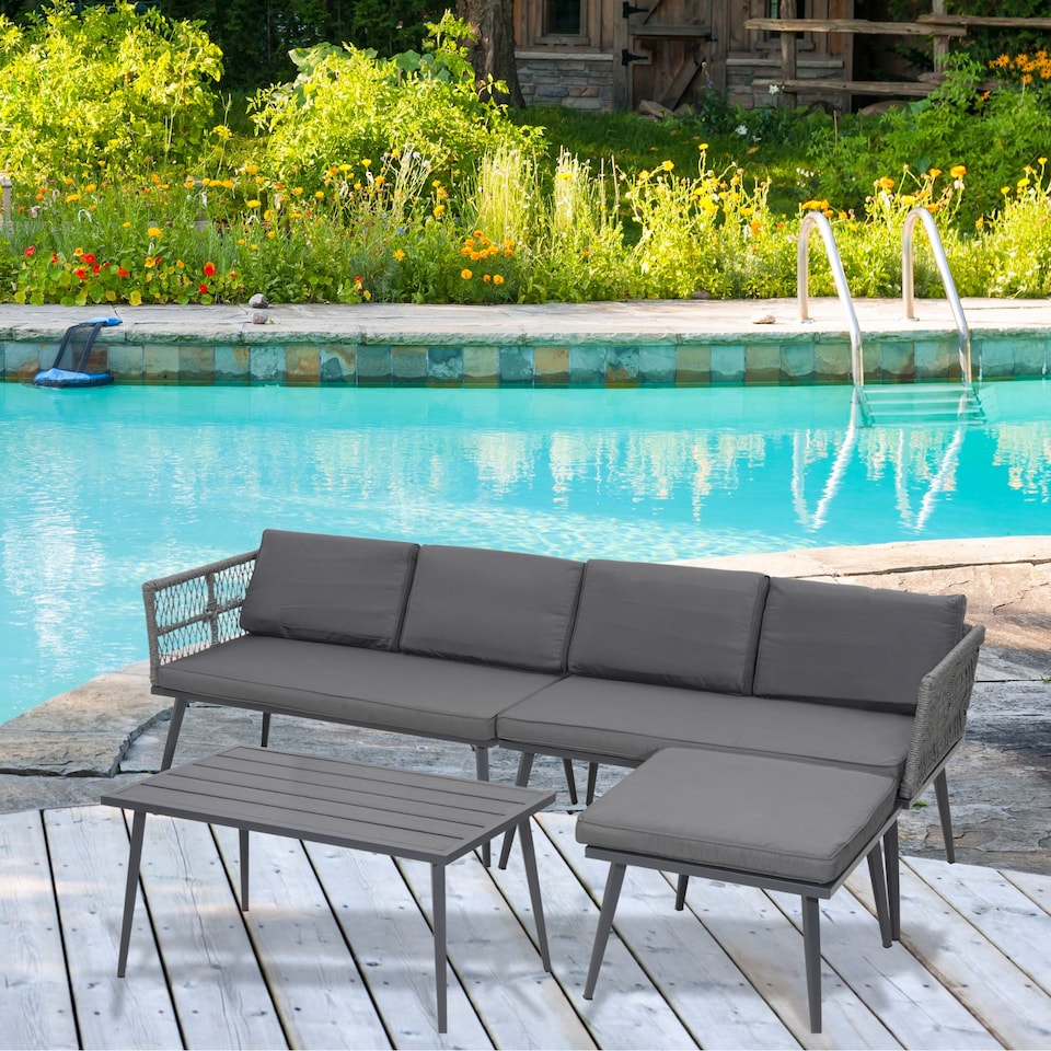 image 1 of Groundlevel The Hamilton 4 Piece Outdoor Furniture Set Outdoor Patio Sofa And Table