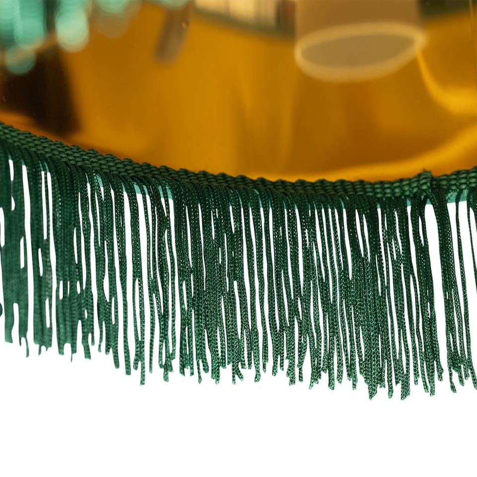 image 1 of Tassel - Dark Green Velvet with Gold Inner Easy Fit 25cm Pendant Shade | Green | Gold | Medium | 1