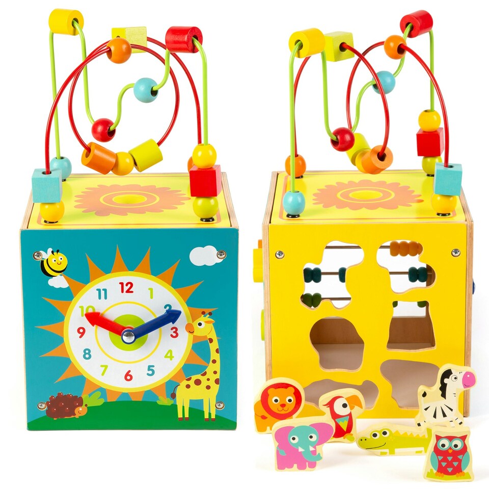 image 1 of boppi 5 in 1 Large Wooden Activity Cube