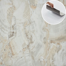 NOVECRAFTO Vinyl Floor Tiles Self Adhesive – 12x12in Peel and Stick Flooring for Kitchen, Bathroom & Living Room – Beige Marble Flow Design Brown | 4.65 sqm