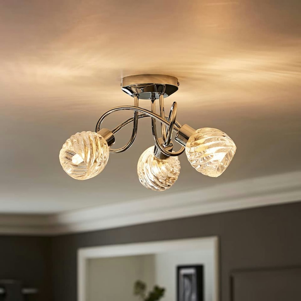 image 1 of ValueLights Reyka 3 Way Silver Ceiling Light | Silver