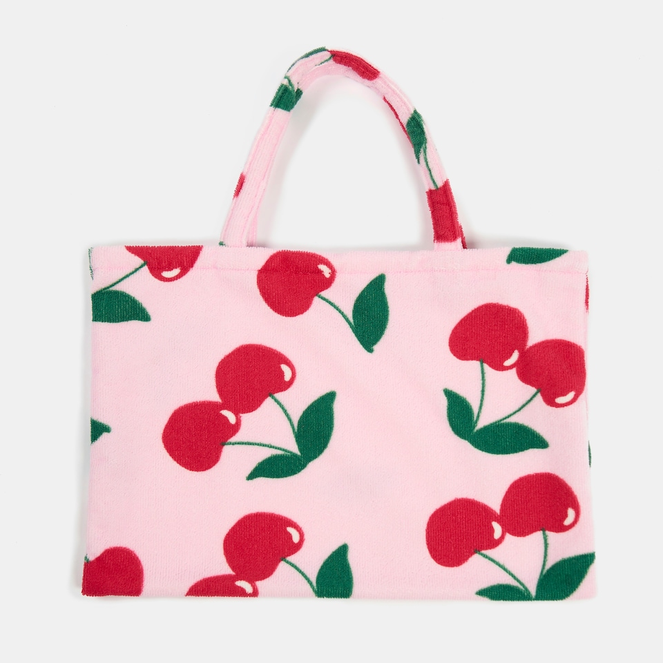 image 1 of OHS Cherry Print Microfibre Quick Dry Spa Bath Beach Chair Cover Towel Bag Pink
