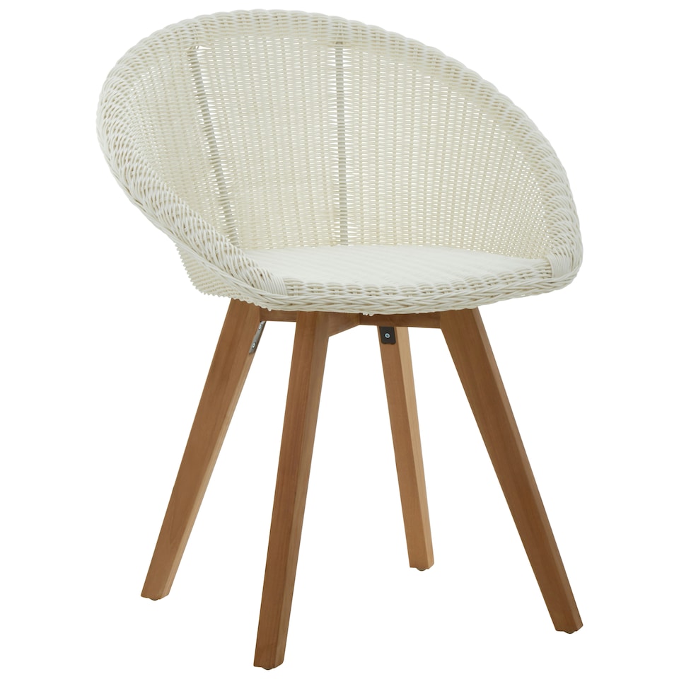 image 1 of Interiors by Premier White Rattan Indoor chair with Wood legs Finish, Artistic Faux Chair for Living Room, Outdoor Chair
