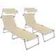 image 1 of Sun Lounger Set of 2 - foldable, adjustable sunshade and 4-step backrest | Cream | beige | 2