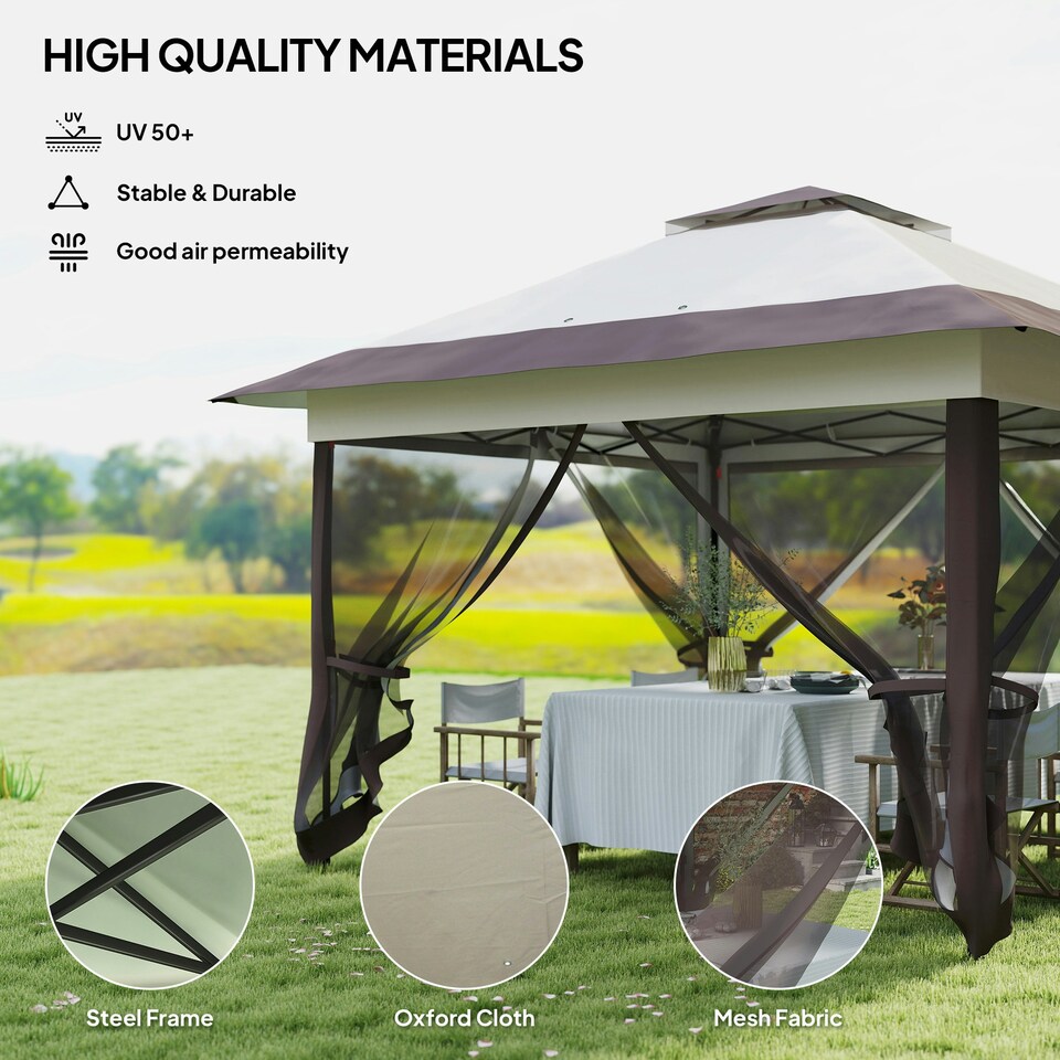 image 1 of Outsunny 3.6 x 3.6m Pop-up Tent Gazebo Instant Canopy Steel w/ Bag