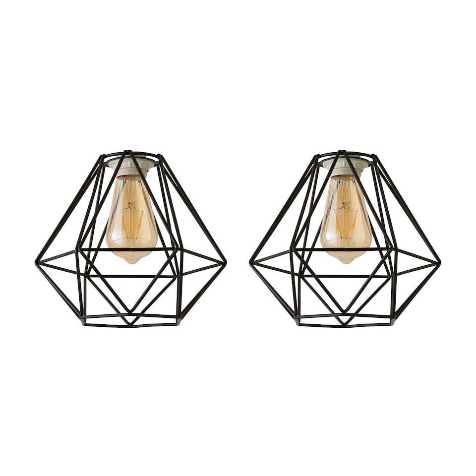 image 1 of ValueLights Diablo Pair Black Wire Frame Non Electric Pendant Shade | Black