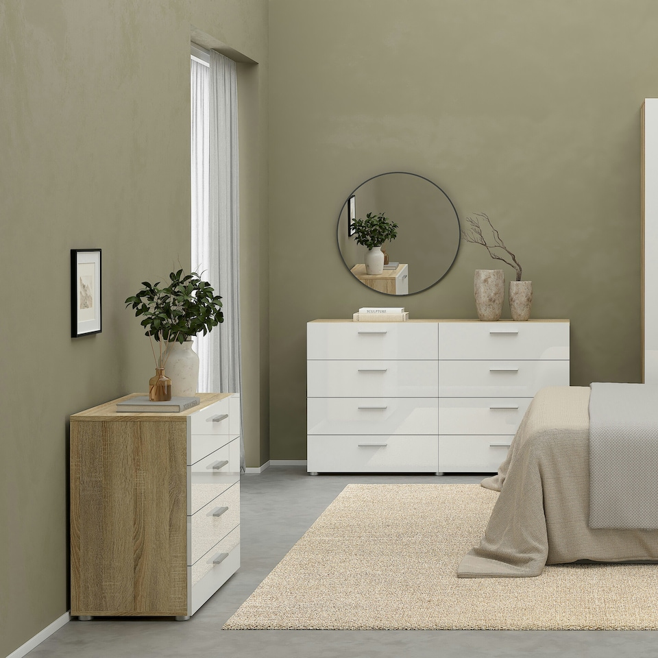 image 1 of Pepe Chest of 4 Drawers in Oak with White High Gloss