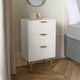 image 2 of OHS 3 Drawer Modern Ribbed Office Side Bedroom Nightstand Bedside Table - White