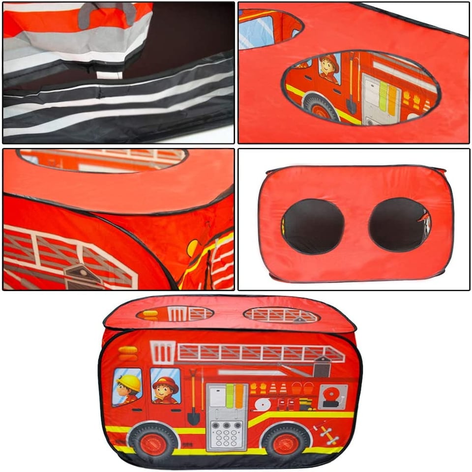 image 1 of Pop-Up Play Tent for Kids – Foldable Indoor/Outdoor Red Tent with Breathable Mesh and Roller Blind Red