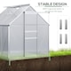 image 6 of Outsunny Polycarbonate Walk-in Garden Greenhouse w Sliding Door Silver Tone
