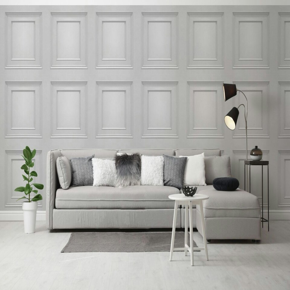 image 1 of Amara Panel Soft Silver Wallpaper Silver
