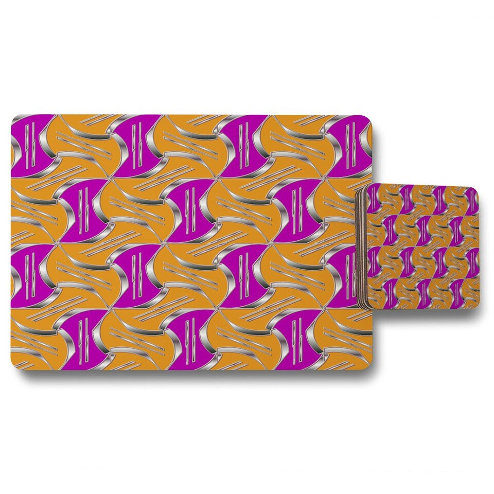 image 1 of Geo Metalic Shapes (Placemat & Coaster Set)
