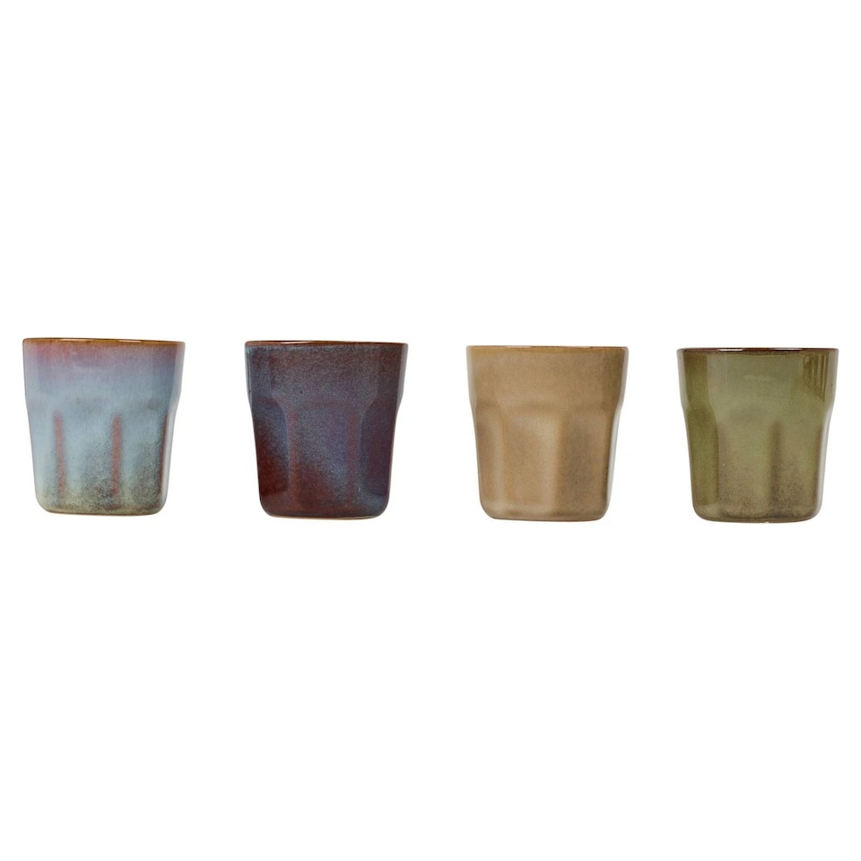 image 1 of 90ml Espresso Coffee Cups Multi Colours Small Ceramic Mugs Set Stoneware | Multi | Multicoloured | Set of 4 Mugs