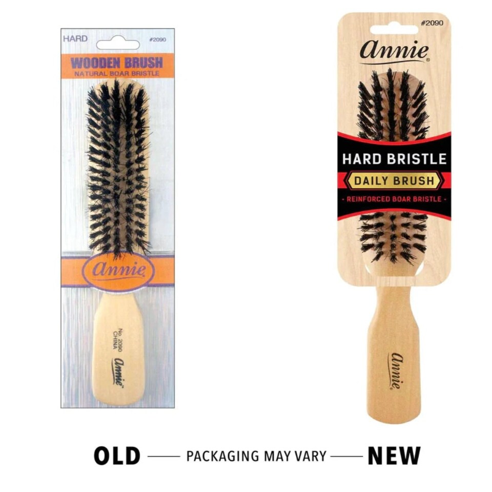image 1 of Annie Hard Natural Boar Bristle Wooden Brush 5 Row 2090