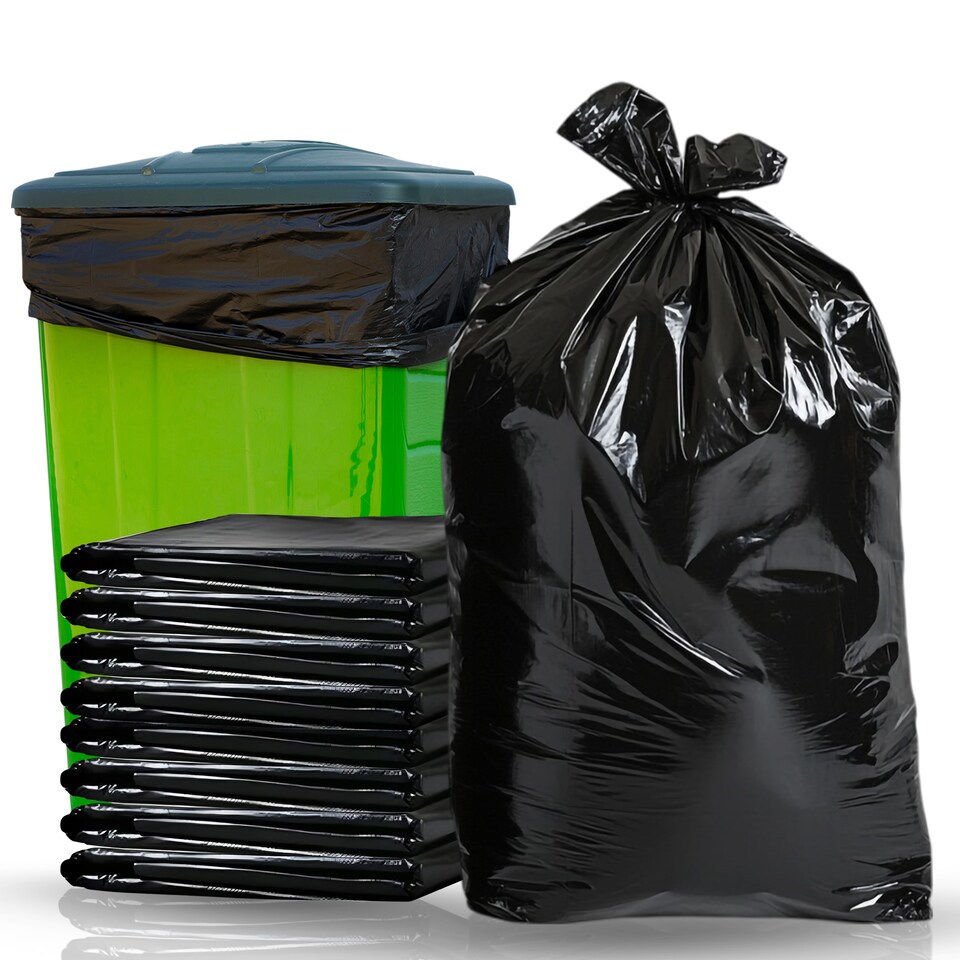 image 1 of 90L Capacity Black Bin Liners, Garden Bin Bags - 60cm x 90cm, 50pcs