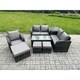 image 1 of Fimous 8 Seater Rattan Outdoor Garden Furniture Sofa Set Patio Table & Chairs Set with Side Table 3 Footstools Dark Grey Mixed
